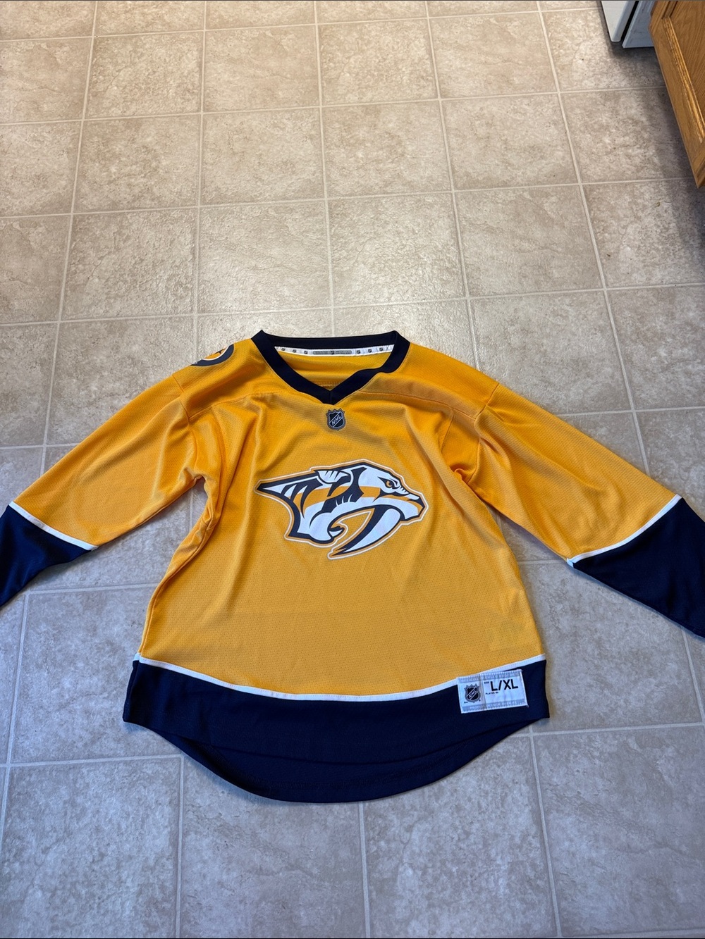NHL Nashville Predators Youth Yellow and Navy Hockey Jersey
